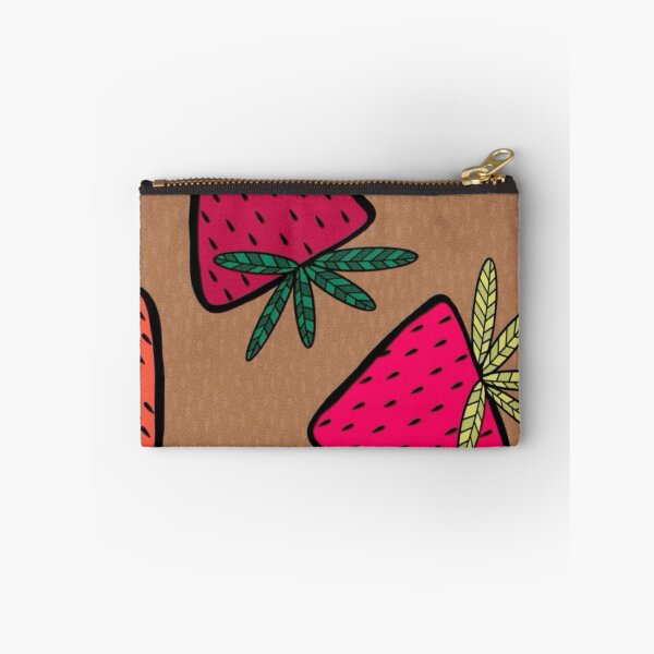 Item preview, Cute Hand Drawn Strawberry Pattern Warm Brown Background Fruit Art designed and sold by LYAN-STORE.