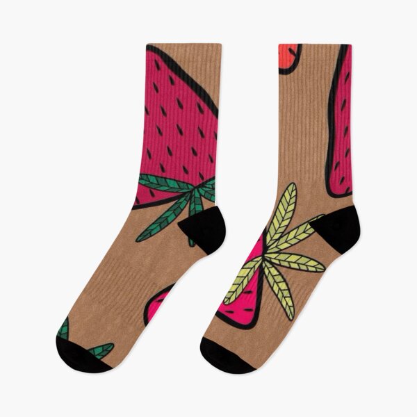 Item preview, Cute Hand Drawn Strawberry Pattern Warm Brown Background Fruit Art designed and sold by LYAN-STORE.