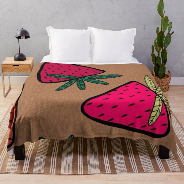 Item preview, Cute Hand Drawn Strawberry Pattern Warm Brown Background Fruit Art designed and sold by LYAN-STORE.