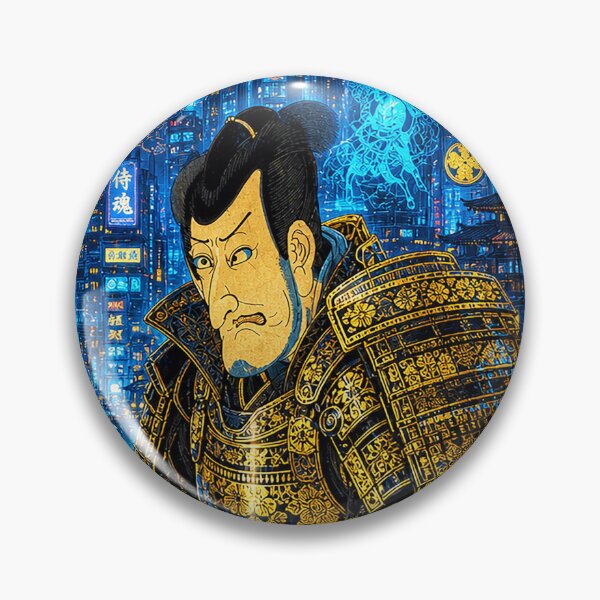 Item preview, Cyberpunk Samurai Edo Japan | Ukiyo-e Warrior | Mount Fuji Sakura Neon Tokyo Gold Bulue designed and sold by RhymeArc.