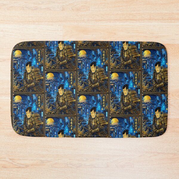 Item preview, Cyberpunk Samurai Edo Japan | Ukiyo-e Warrior | Mount Fuji Sakura Neon Tokyo Gold Bulue designed and sold by RhymeArc.