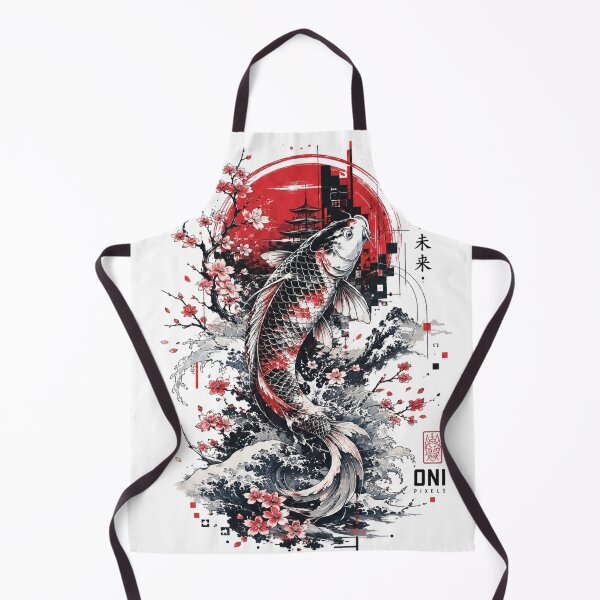 Item preview, Koi Fish Japanese Ink Art – Traditional x Future Sakura Design Oni Pixels designed and sold by Oni-Pixels.