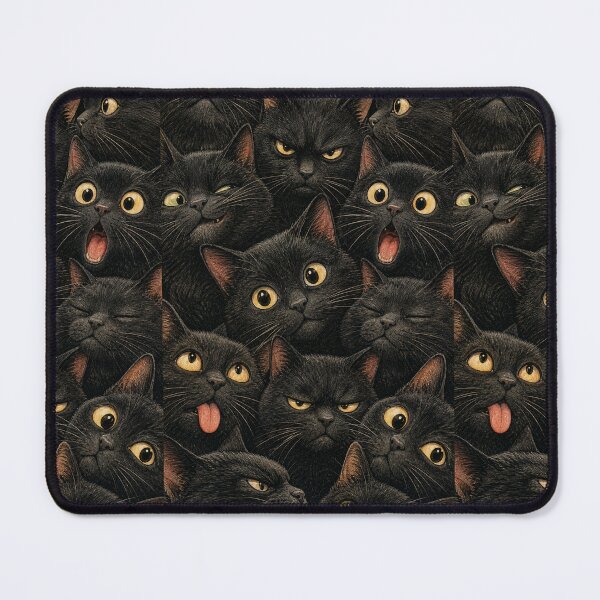Item preview, Cute Black Cat Faces Portrait Collage designed and sold by merchxwear.