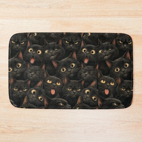 Item preview, Cute Black Cat Faces Portrait Collage designed and sold by merchxwear.