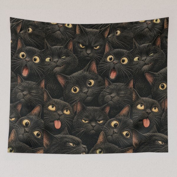 Item preview, Cute Black Cat Faces Portrait Collage designed and sold by merchxwear.