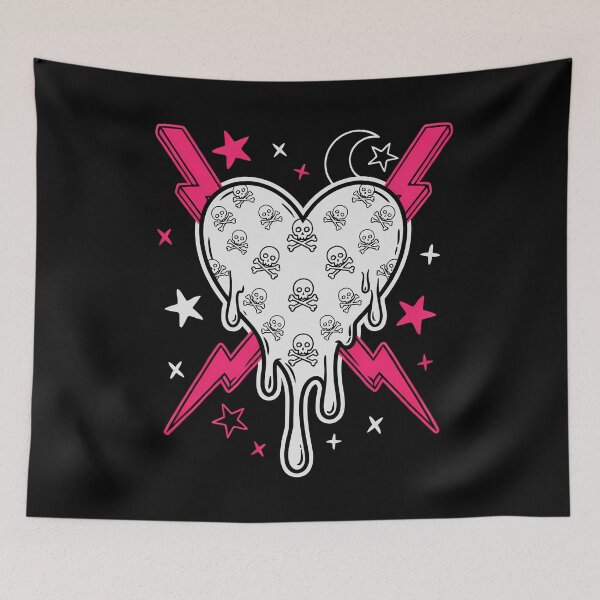 Item preview, Dripping Skull Heart Scene Emo Aesthetic designed and sold by Say It With Ink.