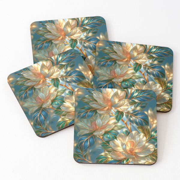 Item preview, Magnolia Floral Art in Blue and Ivory designed and sold by MargaretWiktor.