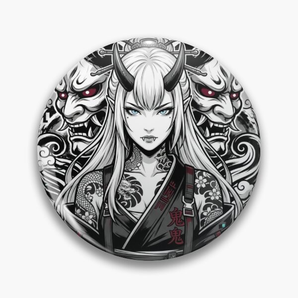 Item preview, Oni Demon Girl Hannya Mask Tokyo Streetwear Japanese Anime Design designed and sold by Oni-Pixels.