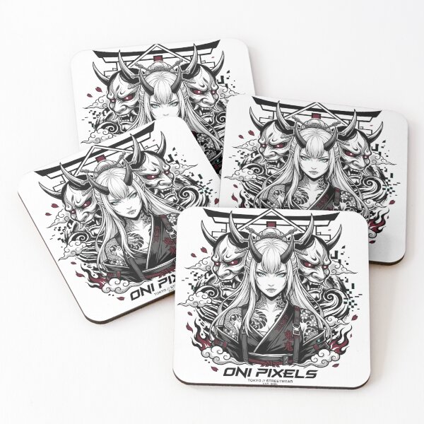 Item preview, Oni Demon Girl Hannya Mask Tokyo Streetwear Japanese Anime Design designed and sold by Oni-Pixels.