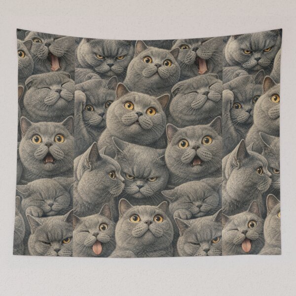 Item preview, Cute British Shorthair Faces Portrait Collage designed and sold by merchxwear.