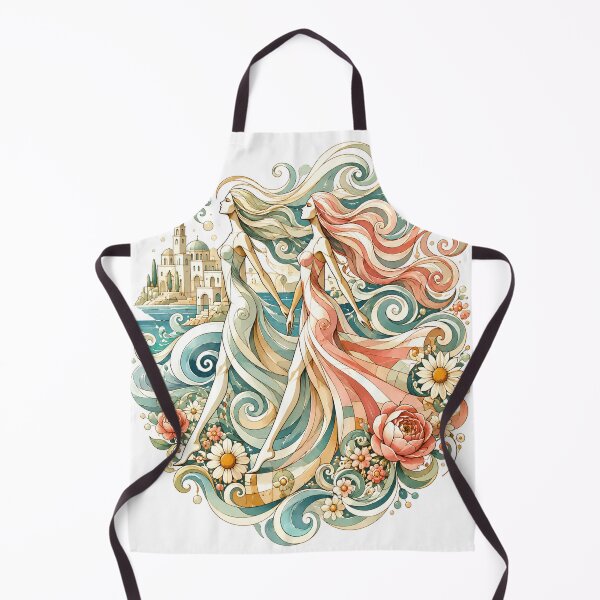 Item preview, Mediterranean Sea Sisters – Elegant Women, Ocean Waves and Floral Art designed and sold by ChicClicker.