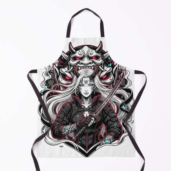Item preview, Oni Hannya Mask Kunoichi – Japanese Demon Tattoo Girl Tokyo Streetwear Design designed and sold by Oni-Pixels.