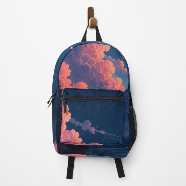 Item preview, Crescent Moon Mountain Night Sky Pink Clouds Shooting Star designed and sold by LYAN-STORE.