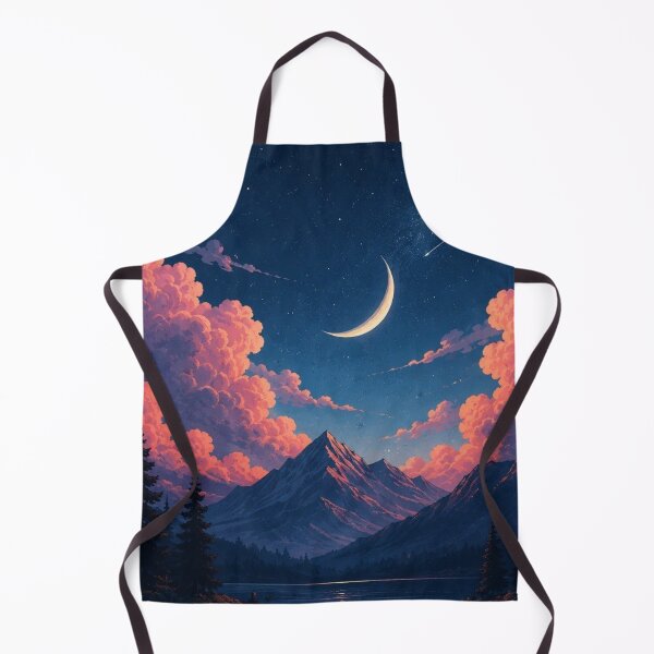 Item preview, Crescent Moon Mountain Night Sky Pink Clouds Shooting Star designed and sold by LYAN-STORE.