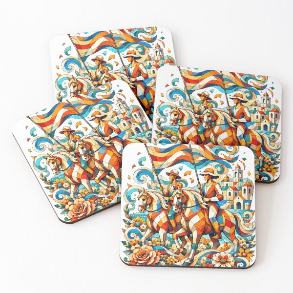 Item preview, Mediterranean Horse Parade – Colorful Riders, Flags and Coastal Festival Art designed and sold by ChicClicker.