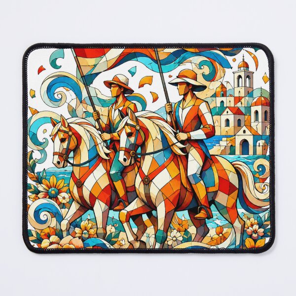 Item preview, Mediterranean Horse Parade – Colorful Riders, Flags and Coastal Festival Art designed and sold by ChicClicker.
