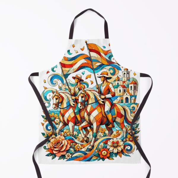Item preview, Mediterranean Horse Parade – Colorful Riders, Flags and Coastal Festival Art designed and sold by ChicClicker.