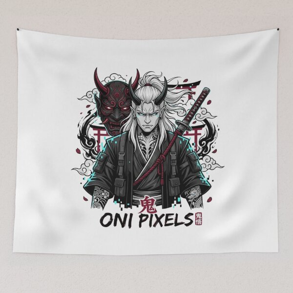 Item preview, Oni Samurai – Japanese Demon Warrior Katana Tokyo Streetwear Design designed and sold by Oni-Pixels.