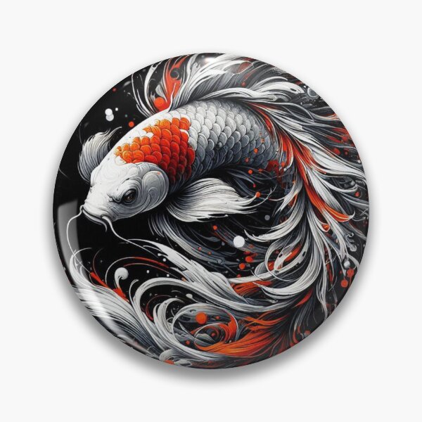 Item preview, Mystic Koi - Black Red Ink Splash Fish Art designed and sold by gkhanco.