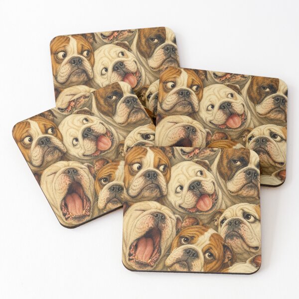 Item preview, Cute Bulldog Faces Portrait Collage designed and sold by merchxwear.