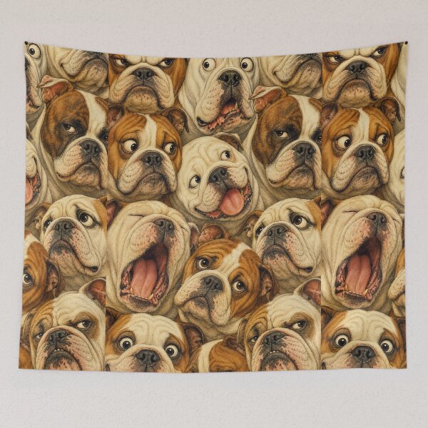 Item preview, Cute Bulldog Faces Portrait Collage designed and sold by merchxwear.