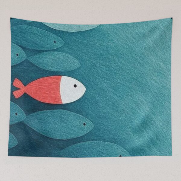 Item preview, Stand Out Red Fish Swimming Opposite Way Be Different Concept Art designed and sold by LYAN-STORE.