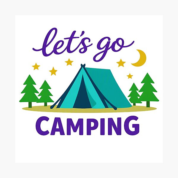 Item preview, Let’s Go Camping – Colorful Modern Tent & Pine Trees Design designed and sold by GabeMountainArt.