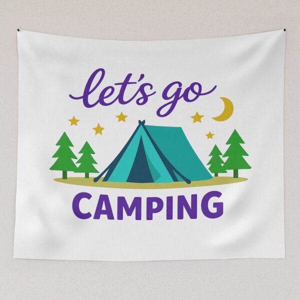 Item preview, Let’s Go Camping – Colorful Modern Tent & Pine Trees Design designed and sold by GabeMountainArt.
