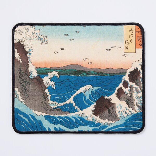 Item preview, View Of The Naruto Whirlpools and waves at Awa.ocean landscape art print by Utagawa Hiroshige designed and sold by Jéanpaul Ferro.
