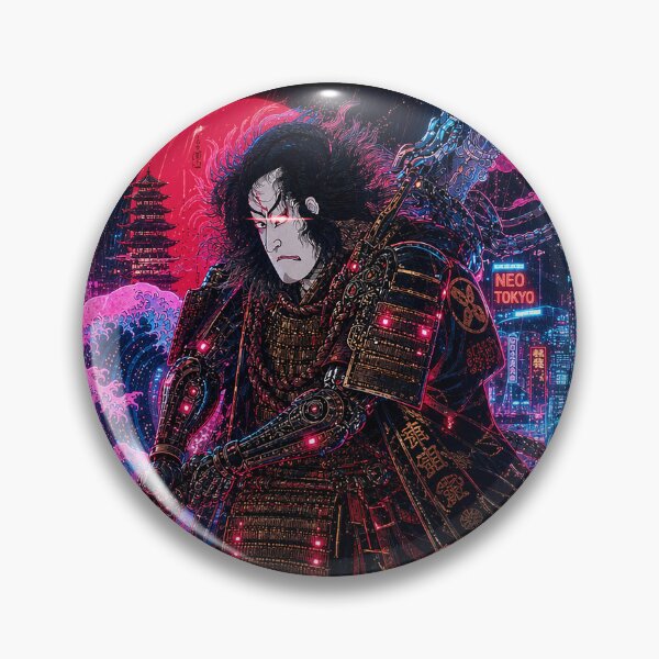 Item preview, The Great Wave of Neo Tokyo | Cyberpunk Kabuki Warrior designed and sold by RhymeArc.