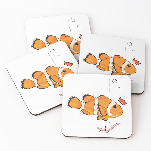 Item preview, Clownfish Chasing Fishing Worm designed and sold by Macarhoneeart.