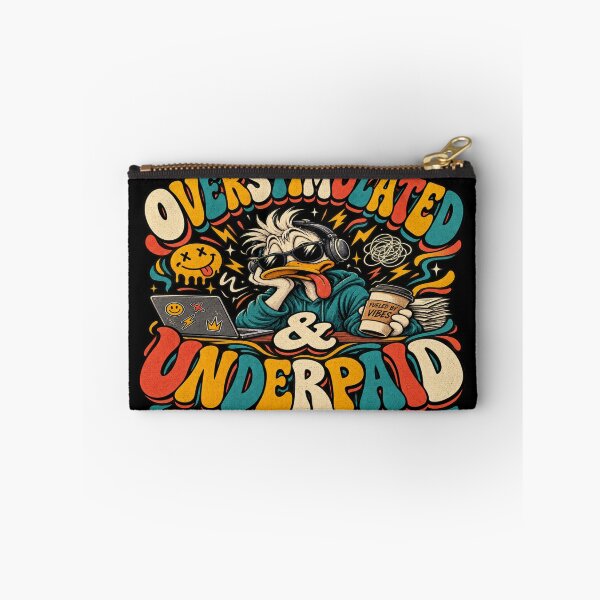 Item preview, Overstimulated and Underpaid Funny Vintage Duck designed and sold by PotatoMarket.