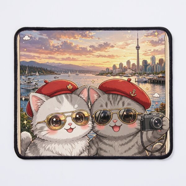 Item preview, Toronto Sunset Selfie - Freda & Junior Red Beret Cats Boss Mode Canada designed and sold by MAISON SYLVIE.