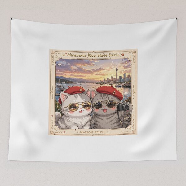 Item preview, Toronto Sunset Selfie - Freda & Junior Red Beret Cats Boss Mode Canada designed and sold by MAISON SYLVIE.