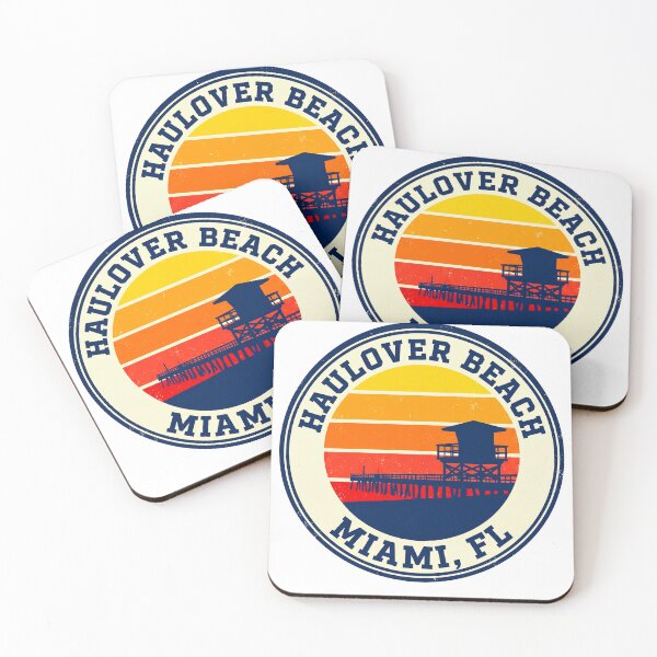 Item preview, Haulover Beach Miami FL Retro Lifeguard Tower Pier Sunset Badge designed and sold by CityMerch4.