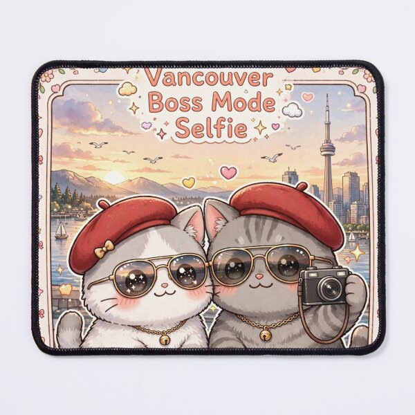 Item preview, Vancouver Boss Mode Selfie - Freda & Junior Red Beret Cats Kawaii Art designed and sold by MAISON SYLVIE.