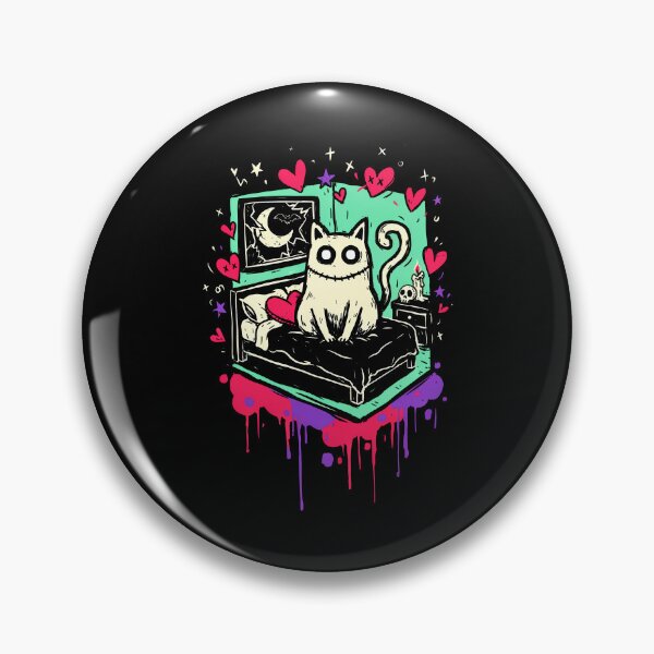 Item preview, Quirky Cat Bedroom Scene Kid Emo Style Gift designed and sold by Say It With Ink.