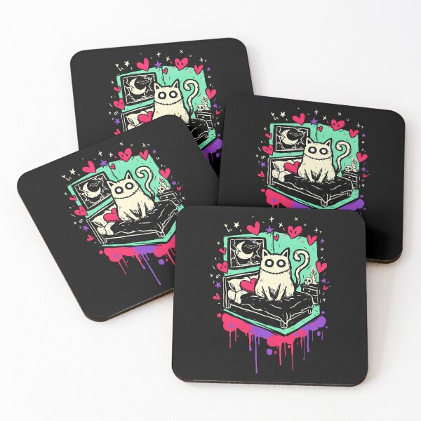 Item preview, Quirky Cat Bedroom Scene Kid Emo Style Gift designed and sold by Say It With Ink.