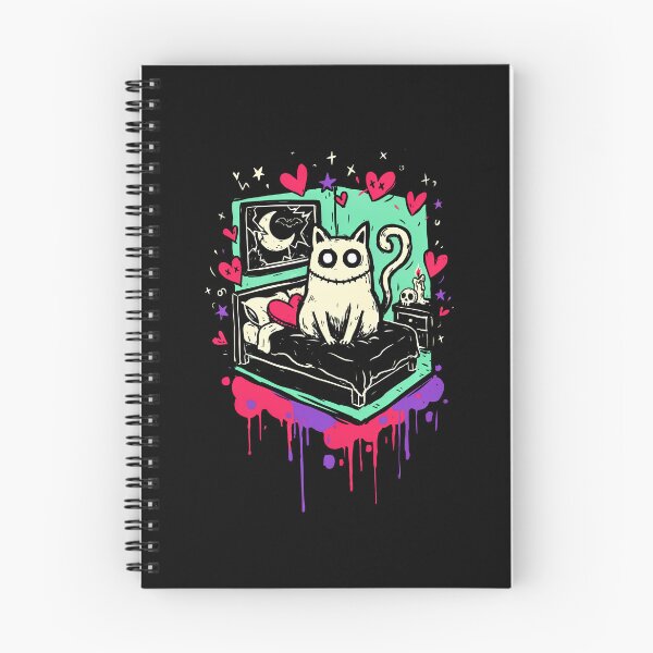 Item preview, Quirky Cat Bedroom Scene Kid Emo Style Gift designed and sold by Say It With Ink.
