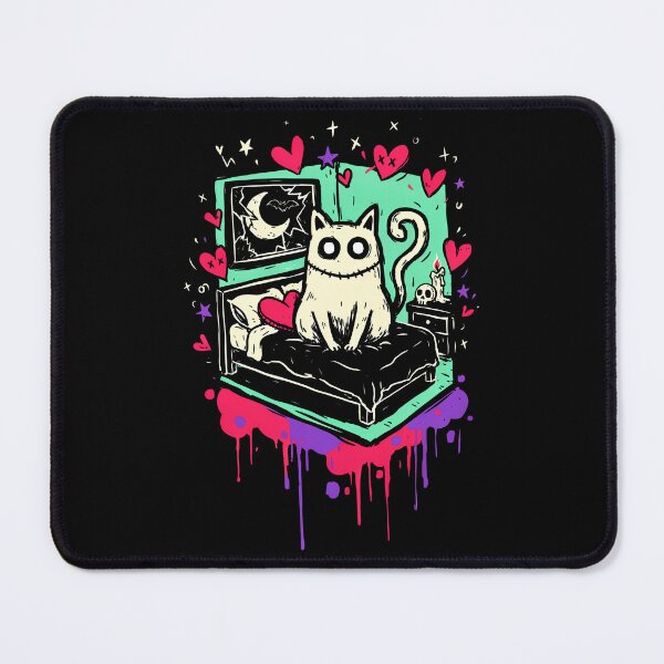Item preview, Quirky Cat Bedroom Scene Kid Emo Style Gift designed and sold by Say It With Ink.