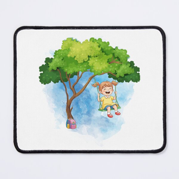 Item preview, Little Girl on a Swing Under the Tree – Whimsical Childhood Nature Design designed and sold by CREATIVE HIVE.