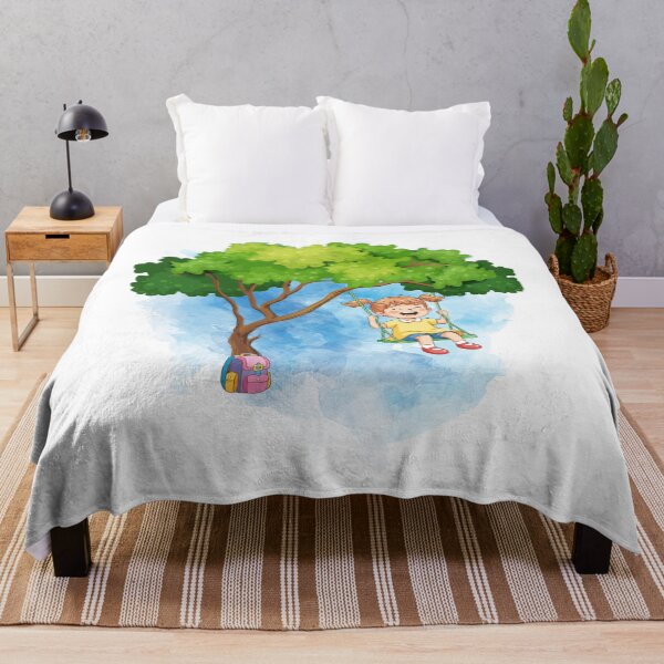 Item preview, Little Girl on a Swing Under the Tree – Whimsical Childhood Nature Design designed and sold by CREATIVE HIVE.
