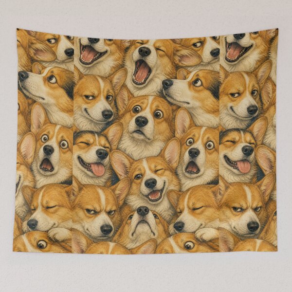 Item preview, Cute Corgi Faces Portrait Collage designed and sold by merchxwear.