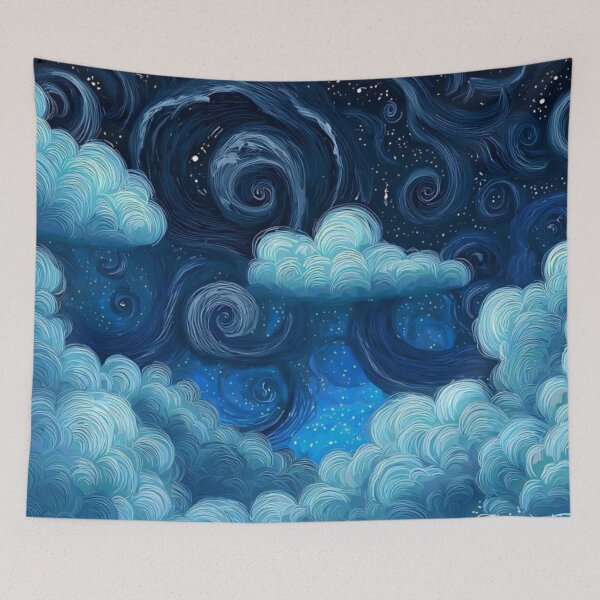 Item preview, Starry Night Ocean Waves Swirling Sky Van Gogh Style designed and sold by LYAN-STORE.