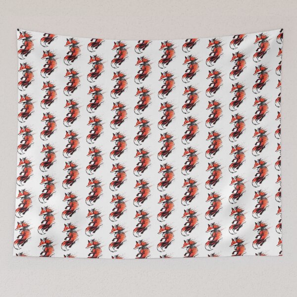 Item preview, Red Kitsune Fox Spirit Japanese Ink Splash Yokai Art LIMITED EDITION designed and sold by YoussefQarbi.