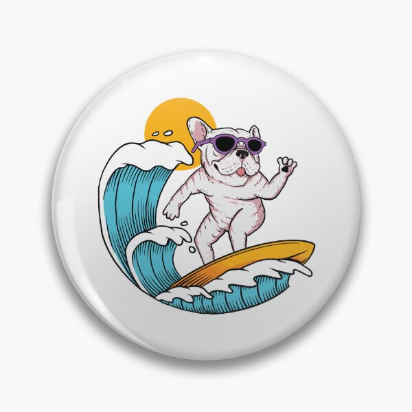 Item preview, Surfing Bulldog Riding a Wave in Sunglasses designed and sold by TotalityDesigns.