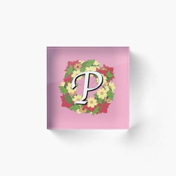 "Personalized Flower Design Names Beginning with P" Acrylic Block for