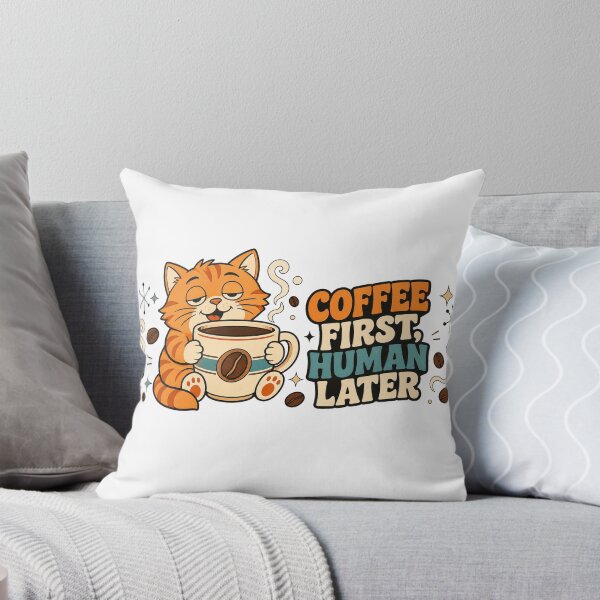 Item preview, Coffee First Human Later Sleepy Cat designed and sold by ArtsAmaze.