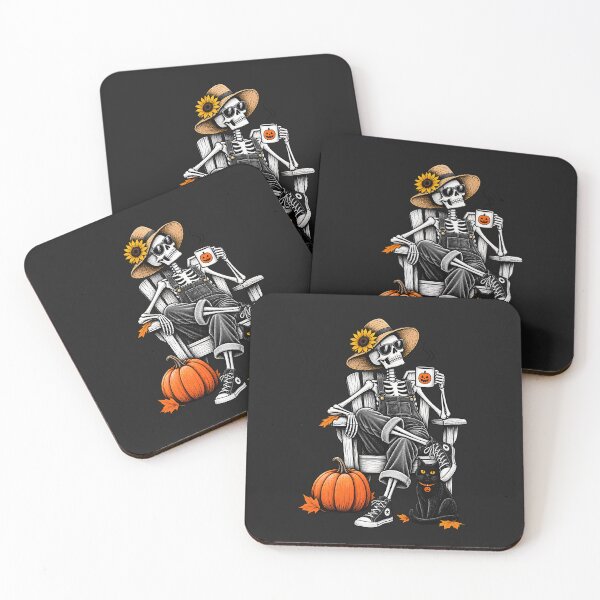 Item preview, Halloween Skeleton - Cozy Fall Pumpkin Black Cat Coffee Design designed and sold by Lozarux.