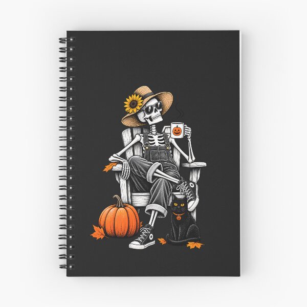 Item preview, Halloween Skeleton - Cozy Fall Pumpkin Black Cat Coffee Design designed and sold by Lozarux.